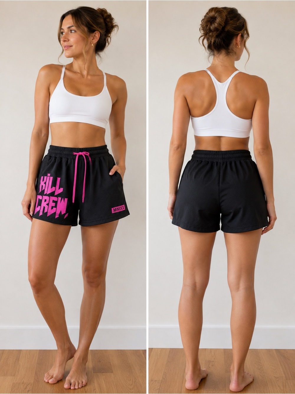 Kill Crew Black Pink Graphic Athletic Gym Shorts Size S